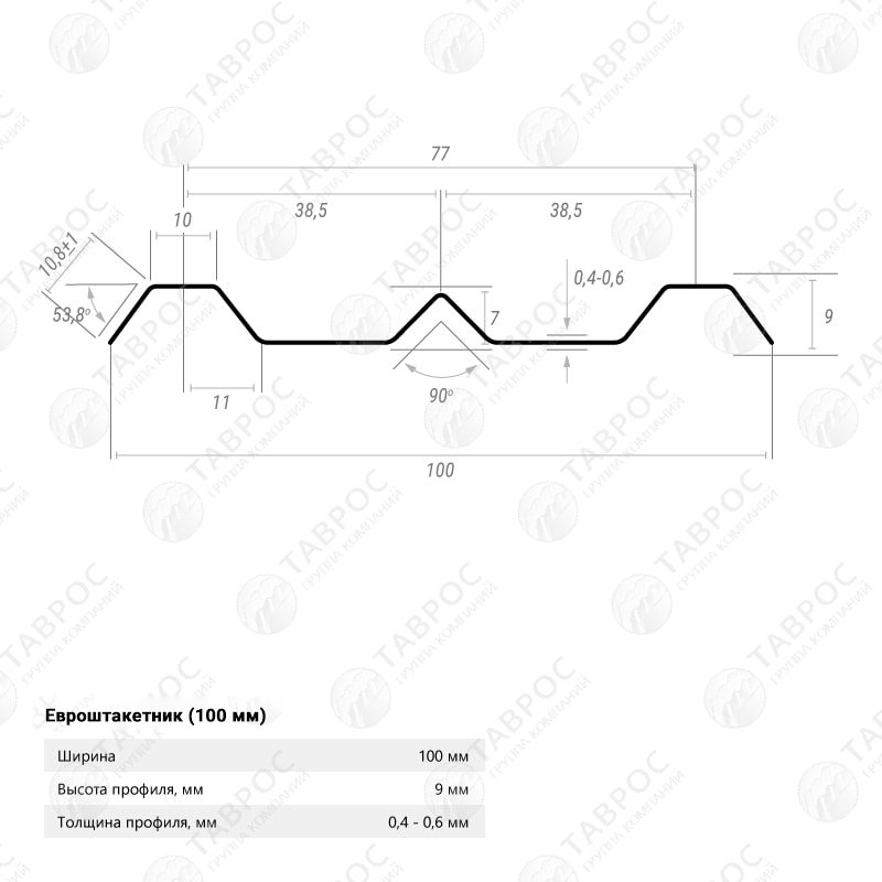 Металлический штакетник Гладкий полиэстер RAL 7004 (Серый) 2000*100*0,4 односторонний Прямой