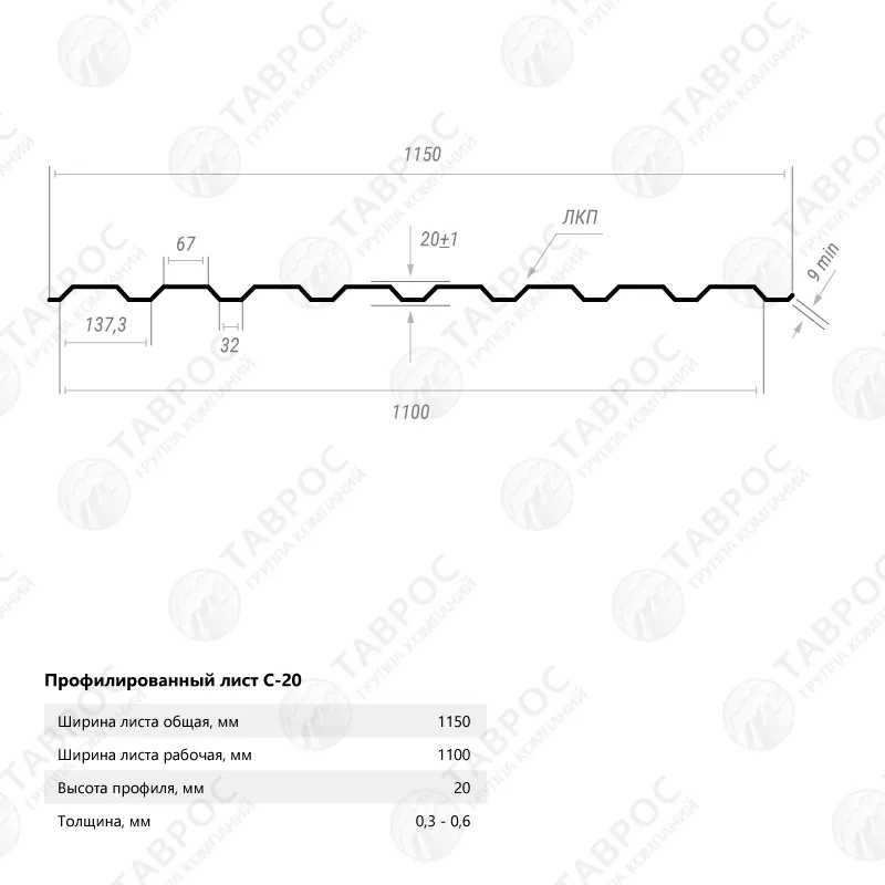 Профнастил С-20 Гладкий полиэстер RAL 7024 (Мокрый асфальт) 2500*1150*0,5 двусторонний